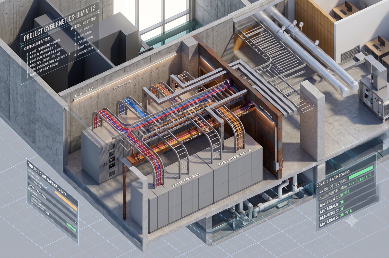 Mô hình BIM phối hợp MEPF — render LOD 400